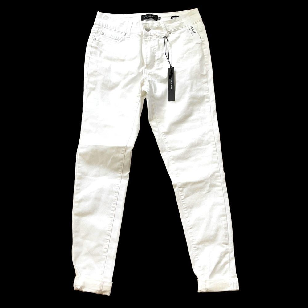 Tahari Jamie Mr Roll Cuff Skinny White Pants Sz 6/28